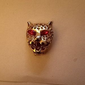 Panther with red eyes charm or brooch not sure